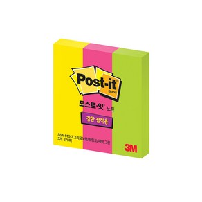 3M 포스트잇 613 강한 점착용 접착용 노트 형광 76x25mm 3패드, 단품