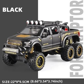 다이캐스트 1:24 F150 랩터 아연 합금 풀백 자동차 피규어 FORD, 블랙, 1개