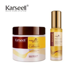 Kaseell 콜라겐 헤어 트리트먼트 딥 리페어 컨디셔닝 모든 모발 유형 500ml 아르간 오일 세럼 건조한 손상 모발용 2, 2pcs set, 2개