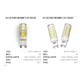 DS LED 핀램프 LED G9 2.6W 4.2W G9 램프