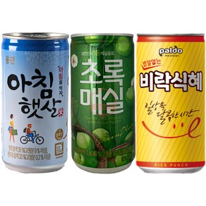 아침햇살 180ml 10캔 + 초록매실 180ml 10캔 + 비락식혜 175ml 10캔 / 총 30캔, 30개