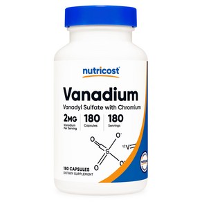 뉴트리코스트 바나듐 180캡슐 1병 1서빙 2mg 180회분 Vanadium Capsules [2 MG] [180 CAPS]