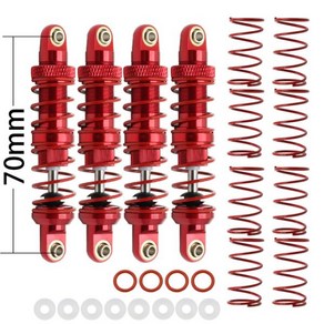 1/10 RC 크롤러 차량용 금속 완충기 오일 댐퍼 축 SCX10 AXI03007 D90 TRX4 70mm, 01 4PCS Red 70mm, 4개