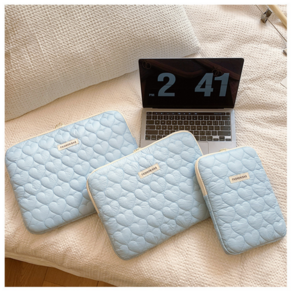 잼퍼니 하트 누빔 태블릿 파우치 3사이즈 4컬러, 11인치, 스카이블루, 1개