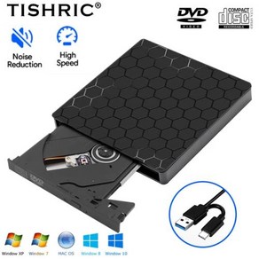 PC 컴퓨터 노트북 부품 외장 CD롬 DVD 플레이어 TISHRIC 데스크탑 컴퓨터용 USB CD 리더 CD-ROM 드라이브 USB3.0 USB2.0 C타입, [02] USB3.0 C 타입, 2) USB3.0 Type C, 한개옵션2