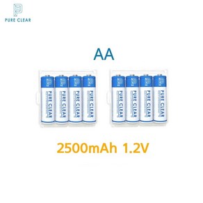 (정품)퓨어클리어 AA 충전지 2500mAh 8알 AA 충전 배터리, 퓨어클리어 AA충전지 2500mAh 8알