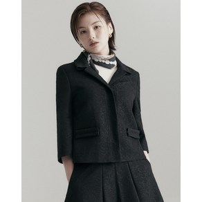 23FW [50%세일]블랙 자수패턴 울혼방 7부소매자켓 DLJA3C705BK