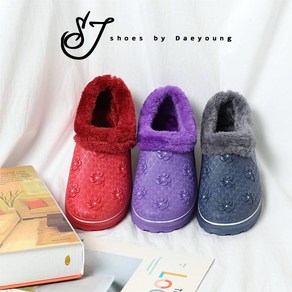 [SJshoes] 여성용 겨울 따뜻한 작업 털 고무단화 A012