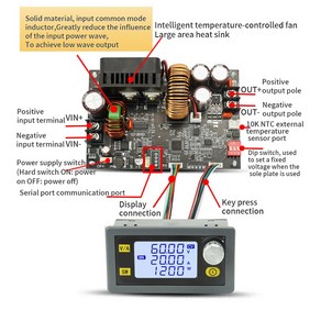 조정 가능한 DC 안정화 전압 및 스텝 다운 모듈 보드 전원 공급 장치 XY6020L 20A1200WCNC, 2) WHITE