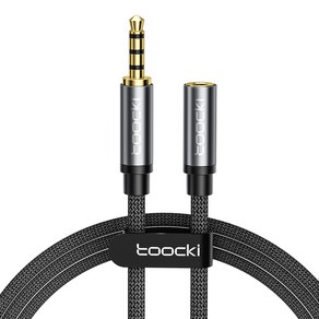 Toocki 툭키 3.5mm 4극 이어폰 연장선 AUX 스테레오 연장케이블, 희색, 1m, 1개