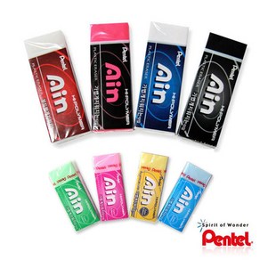 Pentel Ain 펜텔 아인지우개 펜텔지우개 모음, ZEAH06KA(중) 검정