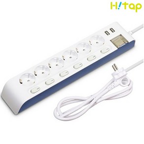 현대일렉트릭 하이탭 6구 16A USB 개별 멀티탭 (1.5m), 1개, 1