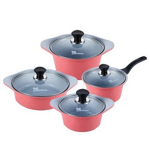 에코라믹 통주물 스톤코팅 냄비세트 (핑크) 16cm양수+18cm편수+20cm양수+22cm전골냄비+실리콘 손잡이 2p, 1개