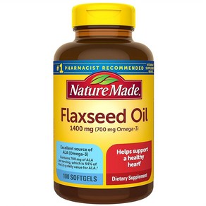 Natue Made Flaxseed Oil 네이처 메이드 아마씨 오일 1400mg 100캡슐 아마씨유 기름, 1개, 100정