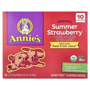 애니즈 홈그로운 버니 후르츠 스낵 여름 스트로베리 Annies Homegrown Bunny Fruit Snacks Summer Strawberry