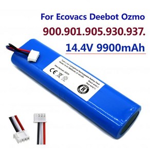 EcovacS Deebot OzMo 로봇 진공 청소기용 18650 배터리 14.4V 9900Mah 900 901 905 930 937, 06 14.4V 12800mAH, 6)14.4V 12800mAH