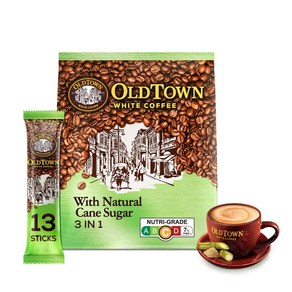 올드타운 슈가케인(사탕수수) 화이트 커피 Oldtown 말레이시아 커피, 1개, 13개입, 36g