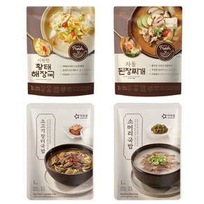 아워홈 황태 해장국 + 차돌 된장찌개+ 소고기 장터 국밥 + 소머리 국밥, 1개, 400g