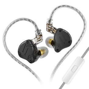 KZ ZS10 Po X 헤드폰 2PIN 착탈식 케이블 마니아 1DD+4BA 하이브리드 메탈 HIFI 베이스 음악 IEM 헤드폰 소음 감소 스포츠 러닝 게임 유선 헤드폰, Black, With Mic, 3.5mm