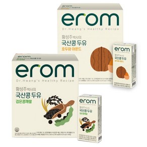 이롬 황성주 박사의 국산콩 두유 검은콩깨쌀맛 + 호두와 아몬드맛 16팩씩, 190ml, 16개