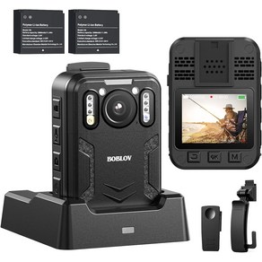 BOBLOV B4K2 바디 카메라 (GPS 포함) 4K 고화질영상 128/256GB 3000mAh 배터리 2개 12-16시간 녹화 초소형카메라 경찰바디캠, 256GB