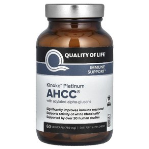 퀄리티오브라이프 AHCC 키노코 플래티넘 이뮨서포트 750mg 60캡슐 Kinoko, 1개