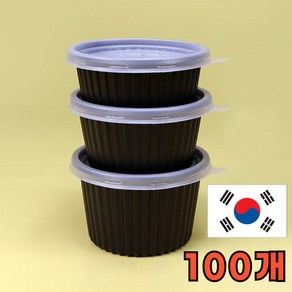 일회용 국용기 105 파이 국내생산 전자레인지 포장 용기 1회용 장국 국물 밥 검정 JH, 1세트, 100개