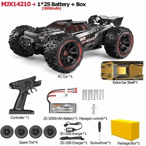 RC카 RC 자동차장난감 Hype Go MJX 14209 14210 V20 114 자동차 브러시리스 24G 리모컨 4WD 오프로드 레이싱 트럭 전기 취미 장난감, 2) MJX14210 1B Box, 1개