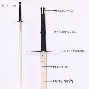 연습용 가검 롱소드 장검 검술 무대 소품 훈련용 양손검 대검, 업그레이드 모델, 1개