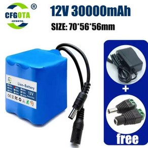 2024 휴대용 슈퍼 충전식 리튬 이온 배터리 팩 용량 DC12.6v10Ah CCTV 캠 모니터 및 12V20-50Ah, 1개