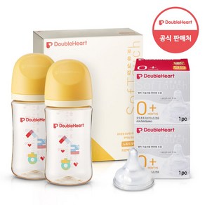 더블하트 모유실감 3세대 PPSU 젖병 헤리티지 트윈팩 240ml(한글)+젖꼭지 2개, 240ml, 1세트, 트윈팩(한글)+젖꼭지1입x2개(SS)