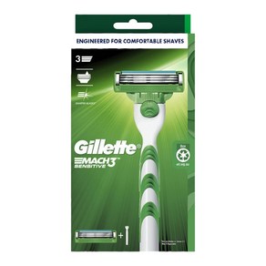 Gillette 질레트 남성 마하 3 터보 센서티브 면도기 Mach Tubo Sensitive Razo, 1개