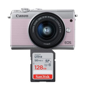 캐논 EOS M100 핑크에디션 미러리스 카메라 메모리카드 샌디스크 울트라SD 128GB