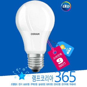 OSRAM LVCLA LED 9W 프리볼트 전구 BULB 백열 90W 밝기 볼전구, 3000K-전구색-따뜻한 느낌 연주황 빛, 1개