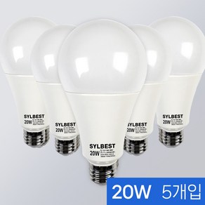 LED 베이직 벌브 E26 20W 에디슨전구 기본전구 카페조명, 5개, 주광색