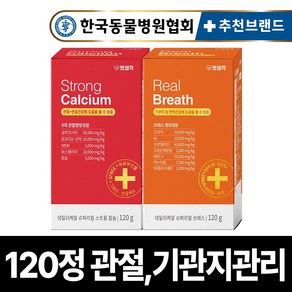 펫생각 강아지 관절 기관지 영양제 슬개골 탈구 디스크 연골 기침 협착증 면역력 호흡기 켁켁거림 거위소리 보조제 2종세트, 1개