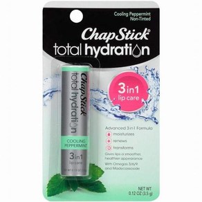 Chapstick 토탈 하이드레이션 립밤 - 쿨링 페퍼민트, 1개, 1) 페퍼민트 - 0.12 Ounce Pack, 3.5g