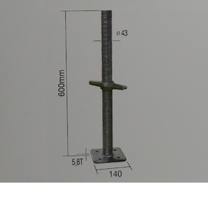 동바리용 잭베이스 자키베이스 오르내림쇠 규격 볼트직경 43mm 길이 600mm 가설재