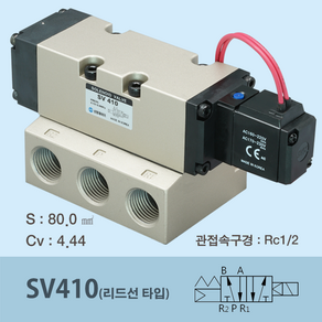 신영제어기 공압솔레노이드밸브 SV410 (베이스배관형 5포트 싱글)