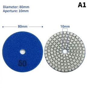 물사포 화강암 대리석 석재용 연삭 디스크 건식 습식 다이아몬드 연마 패드 50 100 400 800 1500 3000 그릿 4인치 3인치 80mm, A12, 1개