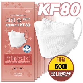 크린숨플러스 KF80 대형 화이트 10매입 5팩(50장), 10개입, 5개