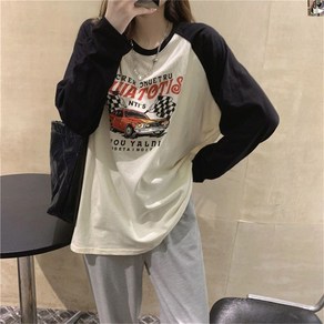 [다즈몰]여성 레이싱 나그랑 오버핏 긴팔 티셔츠