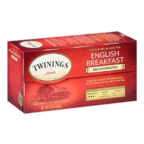 Twinings 트와이닝 순수 홍차 잉글리쉬 블랙퍼스트 디카페인 티백 25개 50g(1.76oz), 1개