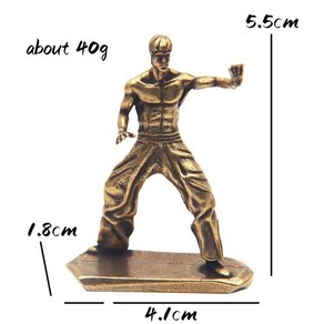 중국 쿵푸 전설적인 슈퍼 스타 골동품 구리 캐릭터 동상 데스크탑 장식품 무술 영웅 인형 조각, 02 KungFu Statue B