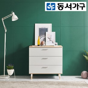 동서가구 노티스 폭넓은 3단 600서랍장 DF915771, 화이트＋그레이