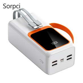 Sopci대용량보조배터리 50000mAh 22.5W멀티단자 자가전선 고속충전 보조배터리 야영하다여행하다 조명 장거리 여행용, 화이트50000mAh