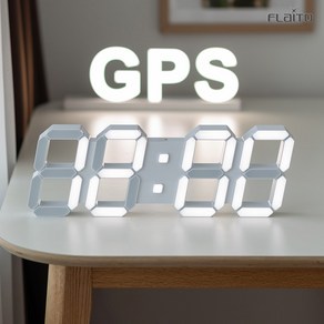 국산 플라이토 위성 GPS 3D LED 대형 숫자 벽걸이 시계 38cm, 화이트