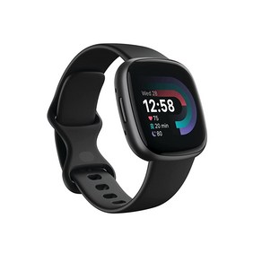 Fitbit Vesa 4 피트니스 스마트워치 일일 준비 상태 GPS 연중무휴 심박수 40개 이상의 운동 모드 수면 추적 등 핑크 샌드/코퍼 로즈 원 사이즈 (S &, 블랙/흑연, 1개