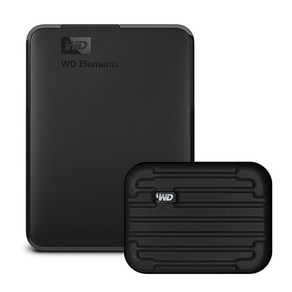 WD Elements Potable 휴대용 외장하드 + 파우치, 블랙, 1TB