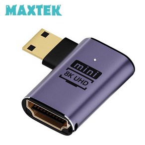 [MAXTEK] HDMI 2.1 to Mini HDMI 2.1 M/F 변환젠더 우향 90도 꺽임 [MT397], 1개